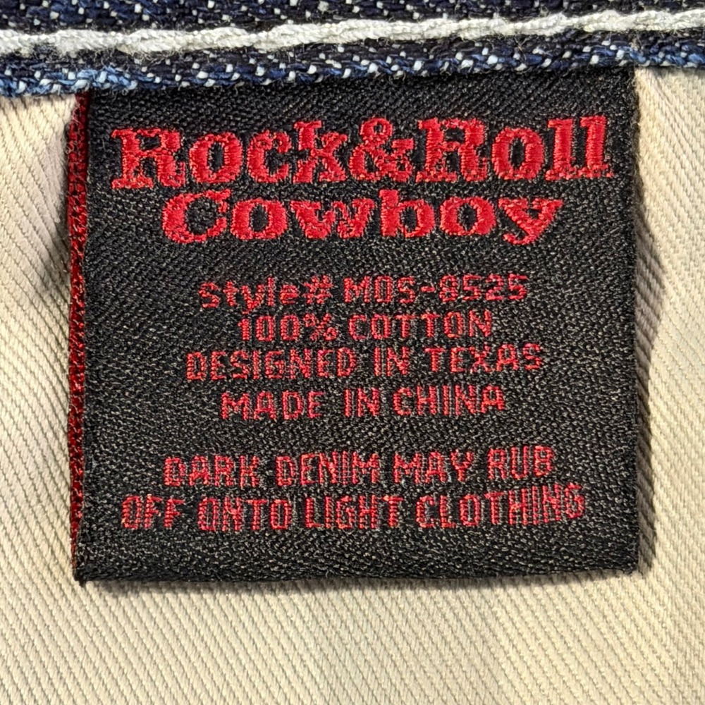 Rock & Roll Cowboy Double Barrel Relaxed Straight Jeans 38x32 Dark Wash M0S-8525 - Picture 5 of 12